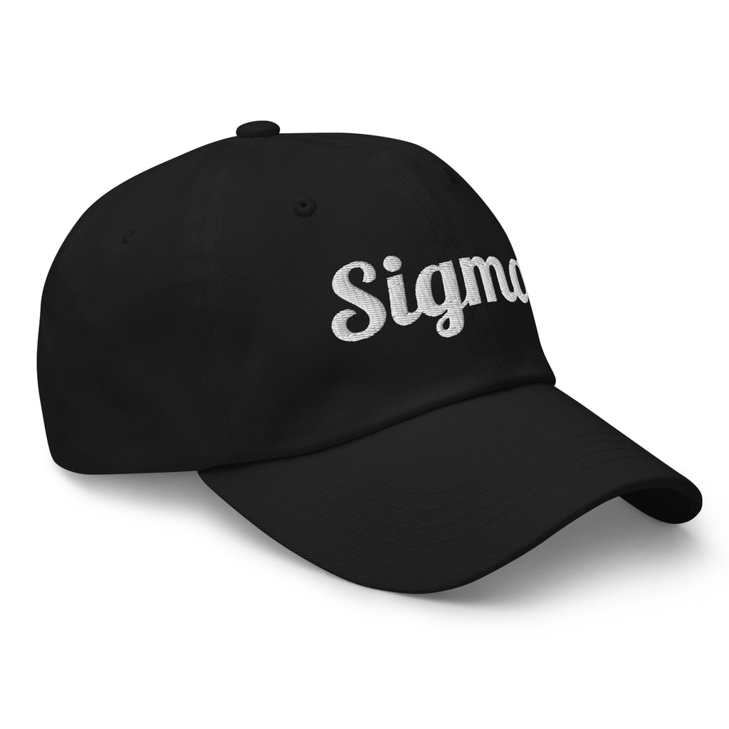 Black dad hat with embroidered Sigma logo across the front and curved brim