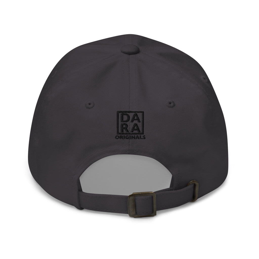 Dark dad hat with DA ORIGINALS patch and adjustable buckle strap