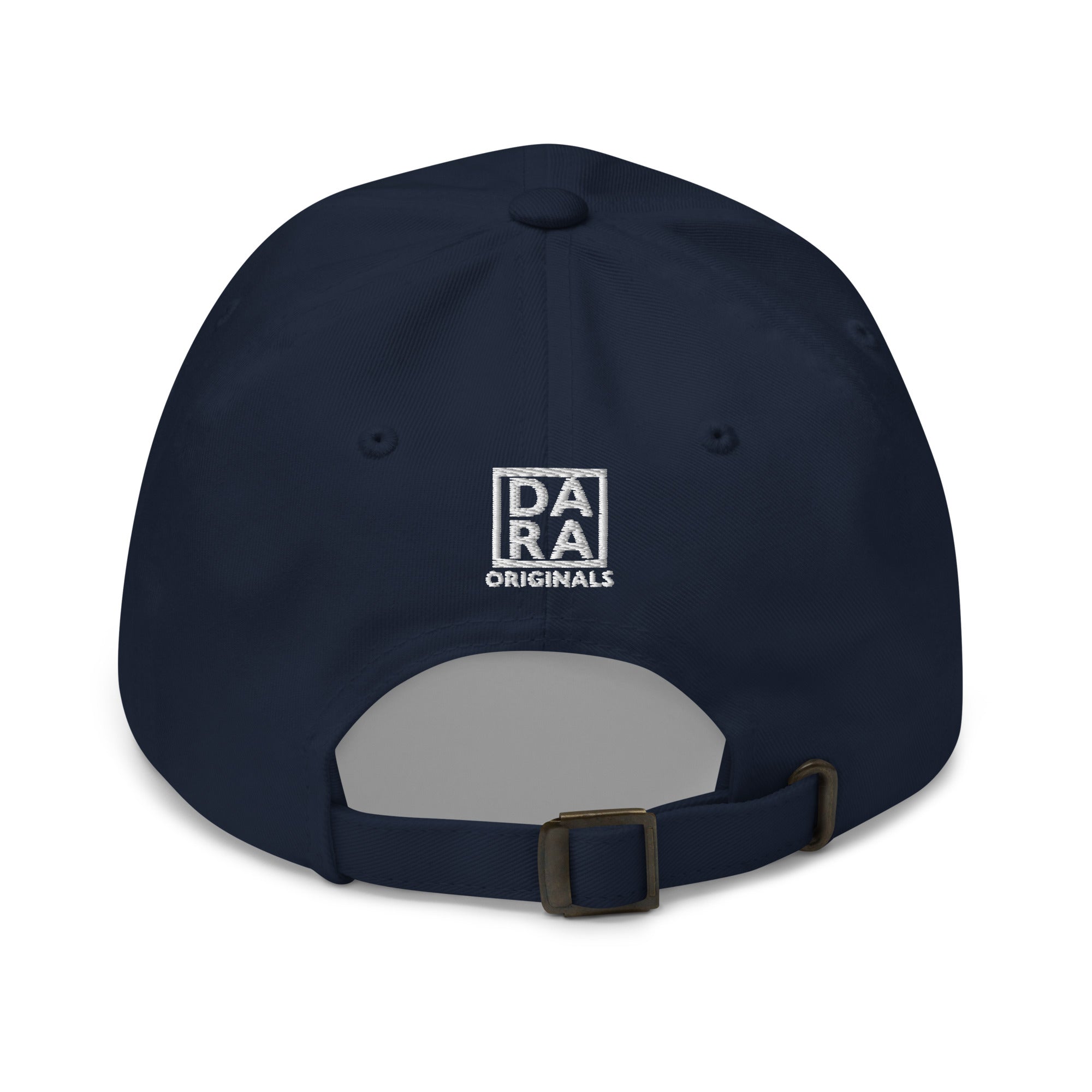 Navy dad baseball cap with DA Originals patch and adjustable strap