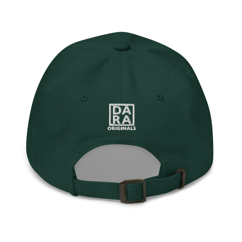 Spruce dad baseball cap with DA Originals patch and adjustable strap