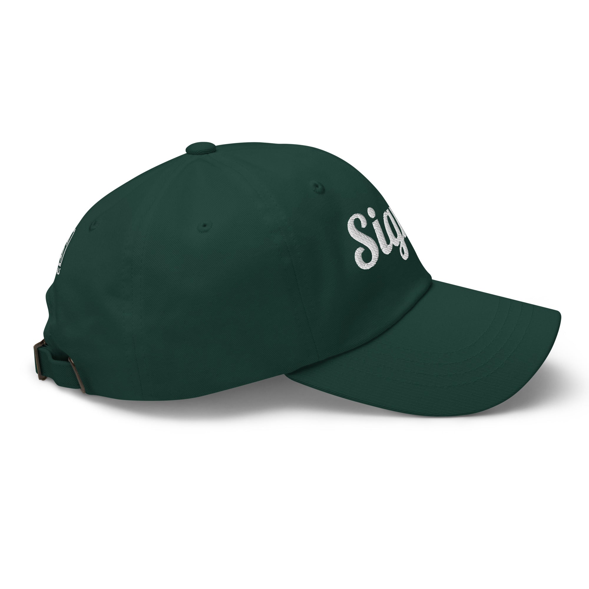 Spruce dad baseball cap with side Sigma™ lettering and adjustable strap
