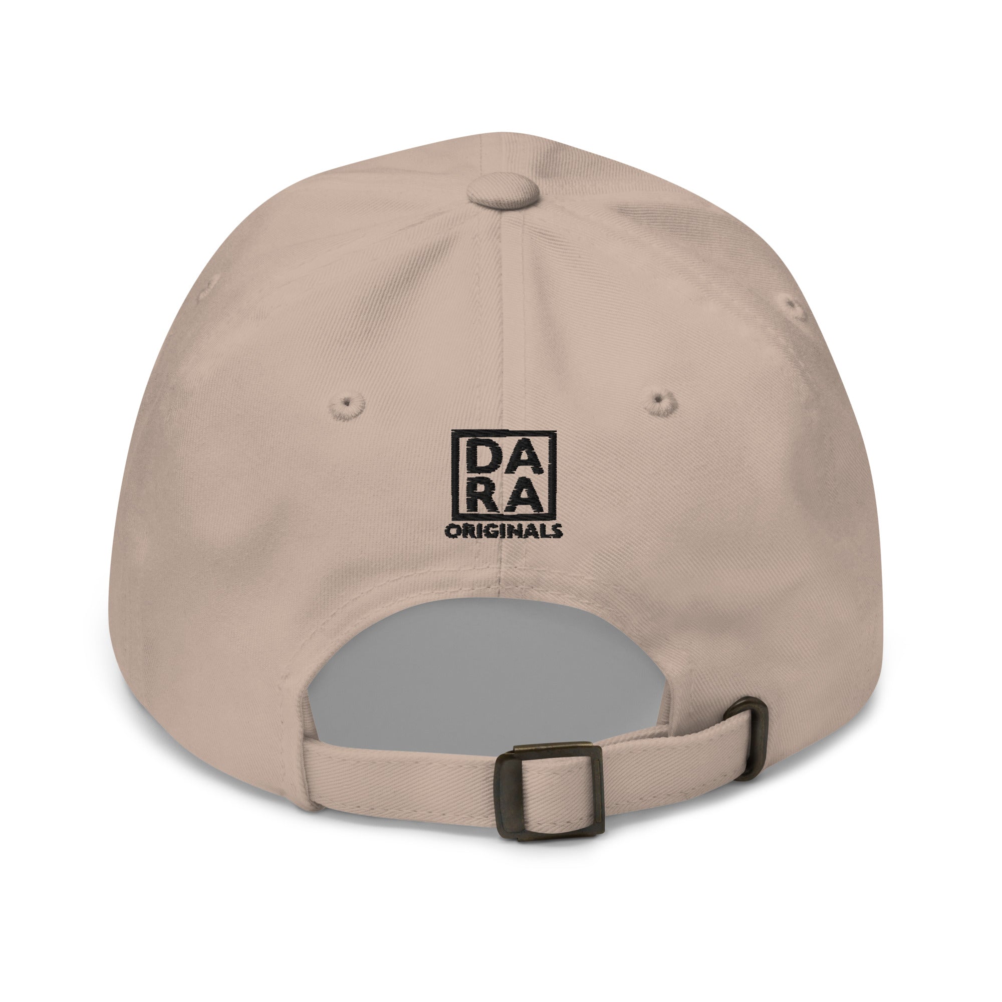 Stone beige dad hat with DA ORIGINALS patch and adjustable buckle strap