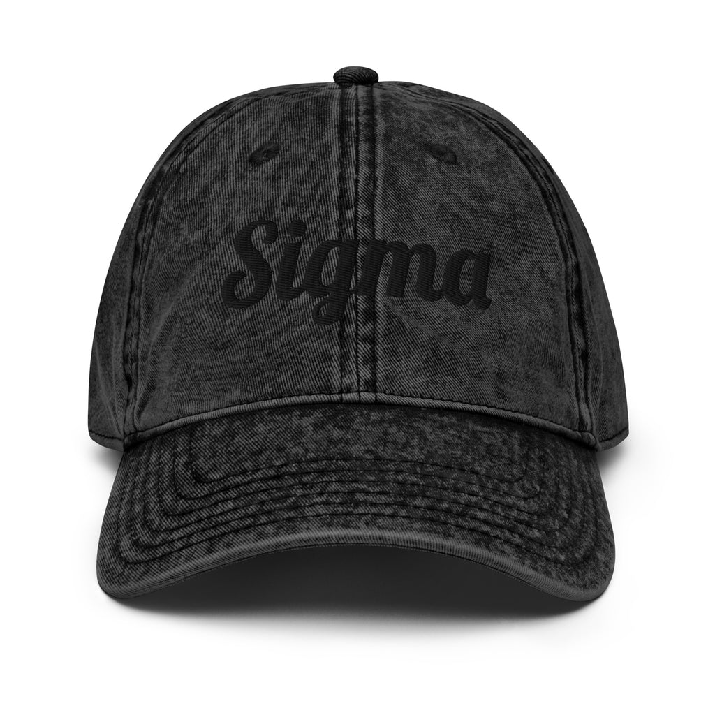 Vintage baseball cap with SIGMA™ logo, black washed fabric, curved brim