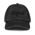 Vintage baseball cap with SIGMA™ logo, black washed fabric, curved brim