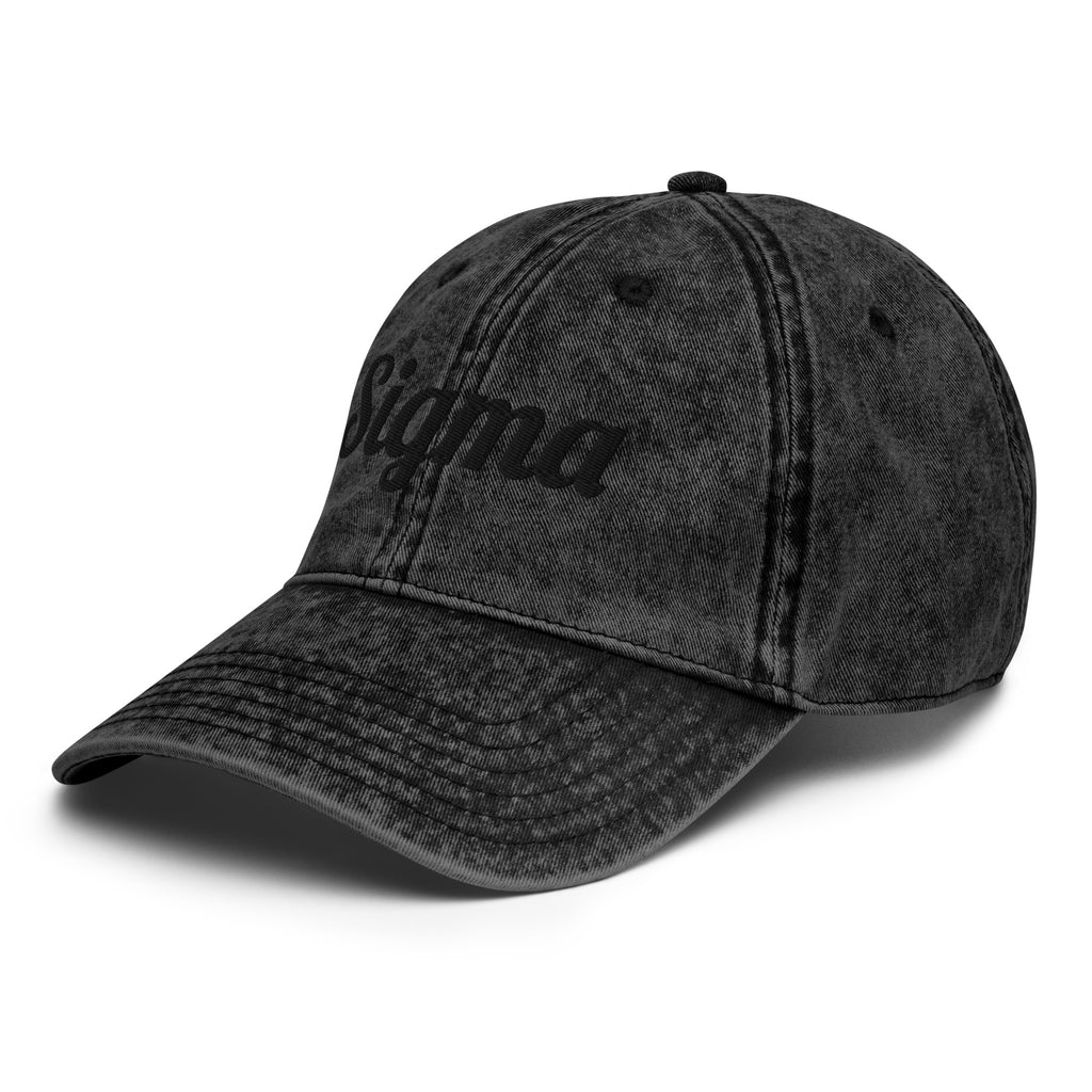 Dark charcoal vintage baseball cap with curved brim and Sigma script logo at front
