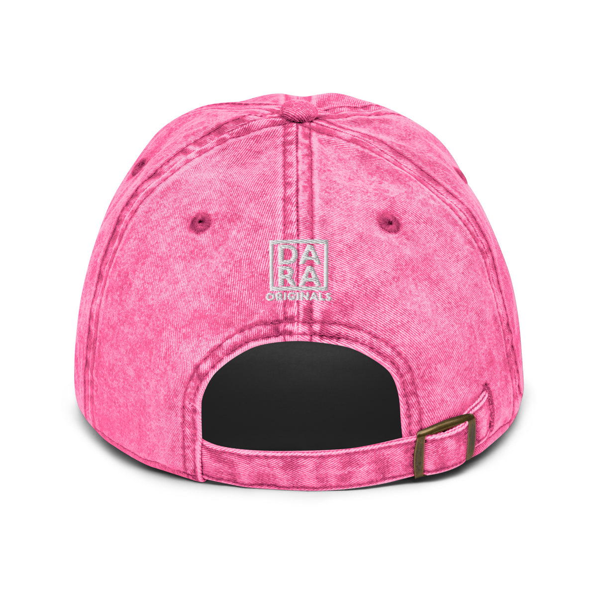 Pink vintage baseball cap with “ORIGINALS” logo patch and adjustable back strap.